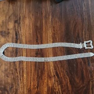 Silver Rhinestone Belt 40" Long